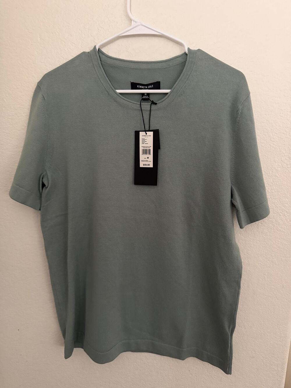 NWT Kenneth Cole New York Men’s Short Sleeve Knit Sweater Sage Green Size Medium
